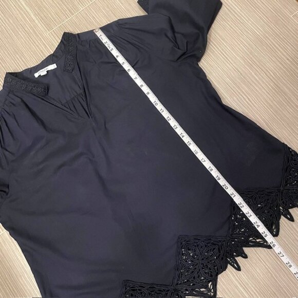 Chico's Lace Trim Blouse Top Size XL (16) Navy Blue - Picture 16 of 16